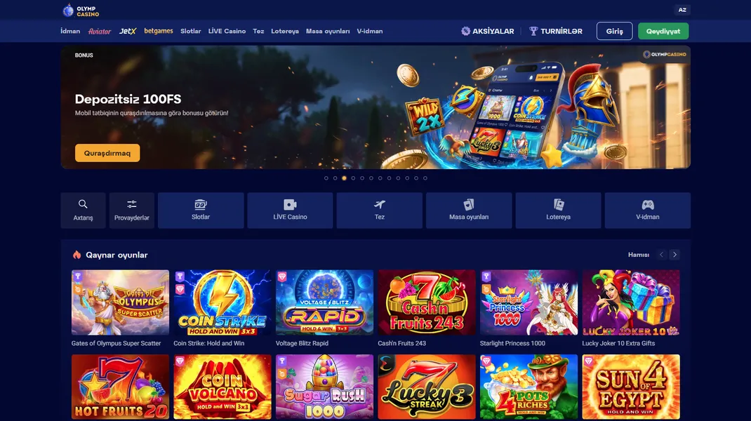 Olymp Casino bonusları və mobil təkliflər